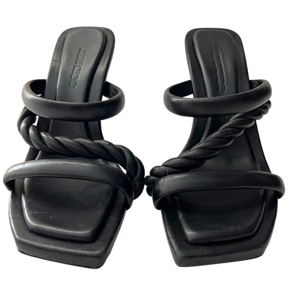 JIMMY CHOO Diosa Leather Mules EU 36 US 5 - 5.5 Black Twisted Strap Sandals - Picture 2 of 12